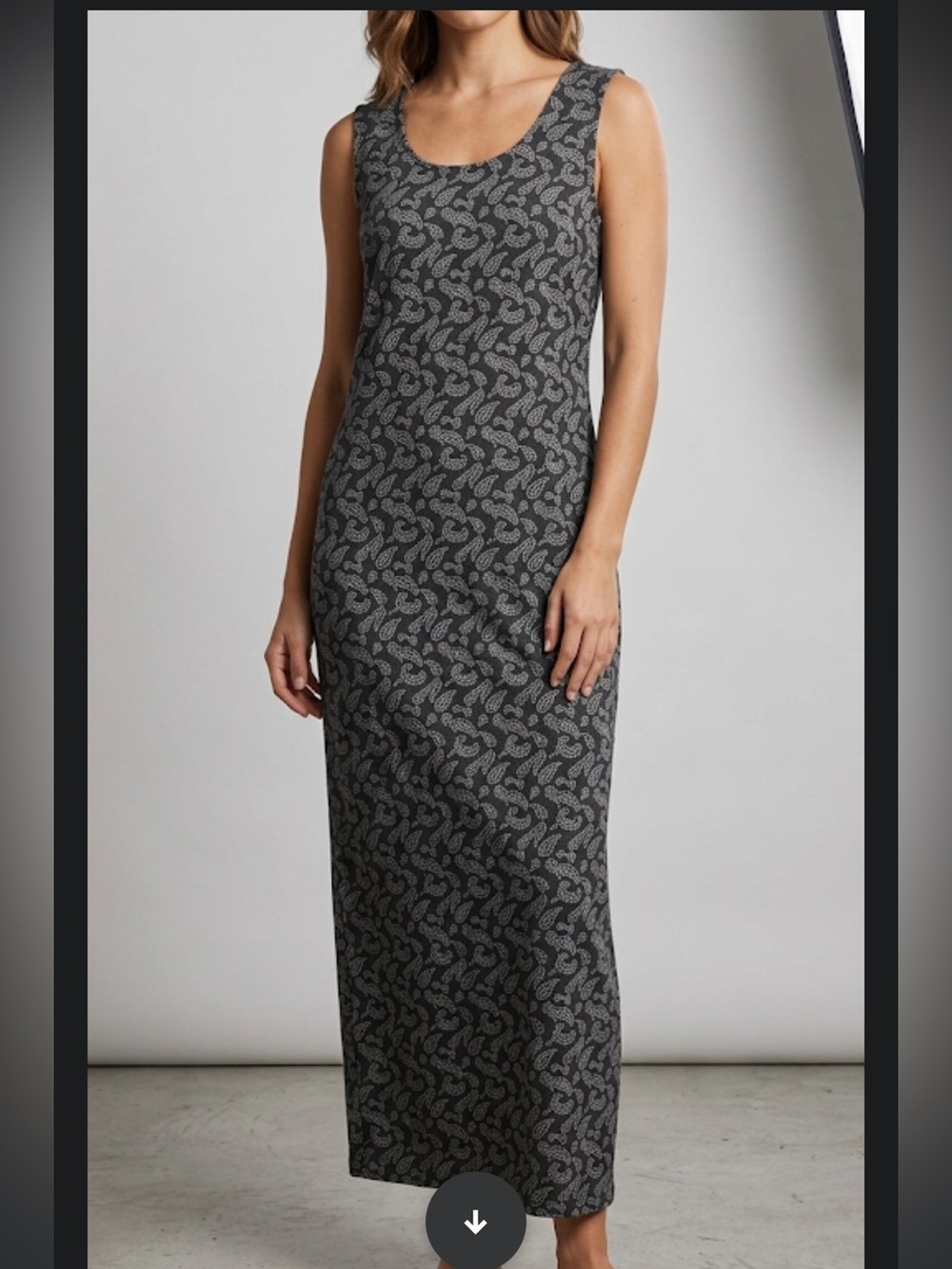 Vintage Banana Republic Silk Maxi Dress – Sz 14 – Gray Floral, Lined, Sleeveless